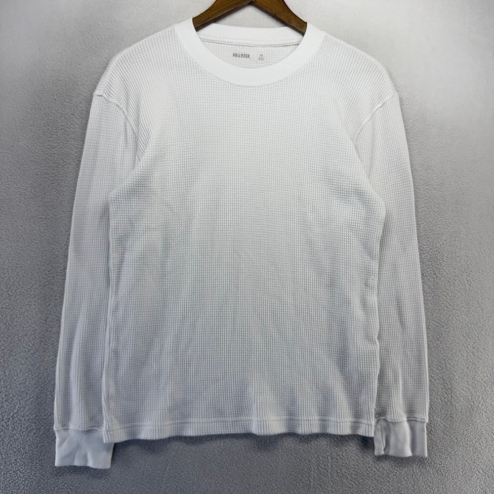 Hollister Thermal Shirt Mens XS White Waffle Knit Muscle Base Layer Blank Crew